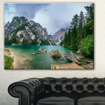 Design Art Lake between Mountains Landscape Photo Canvas Print