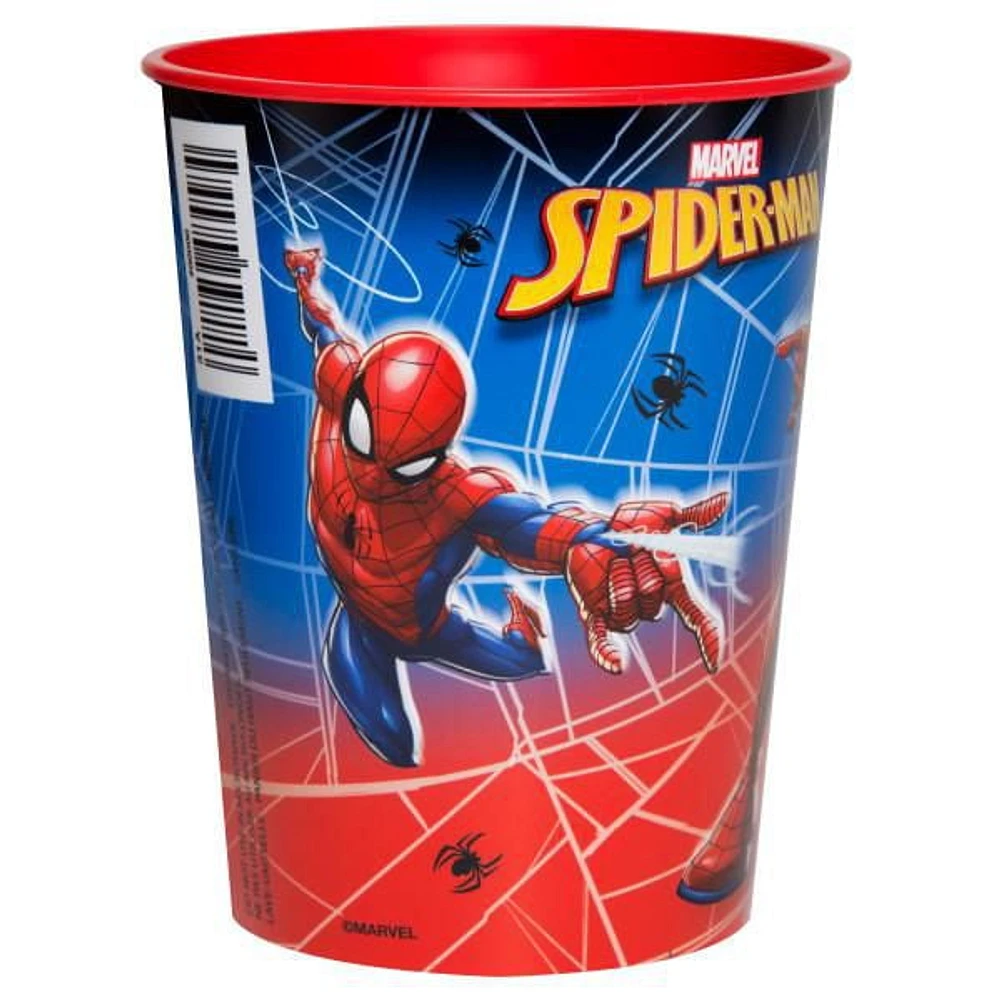 Spiderman Birthday Plastic Cup, 16oz., Plastic cup holds 16oz.