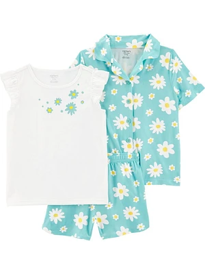 Carter's Child of Mine Kid Girls' Blue Daisy 3 Piece PJs, Sizes 4-14