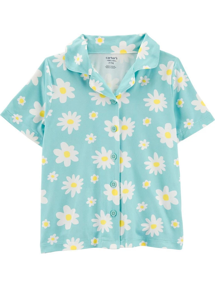 Carter's Child of Mine Kid Girls' Blue Daisy 3 Piece PJs, Sizes 4-14