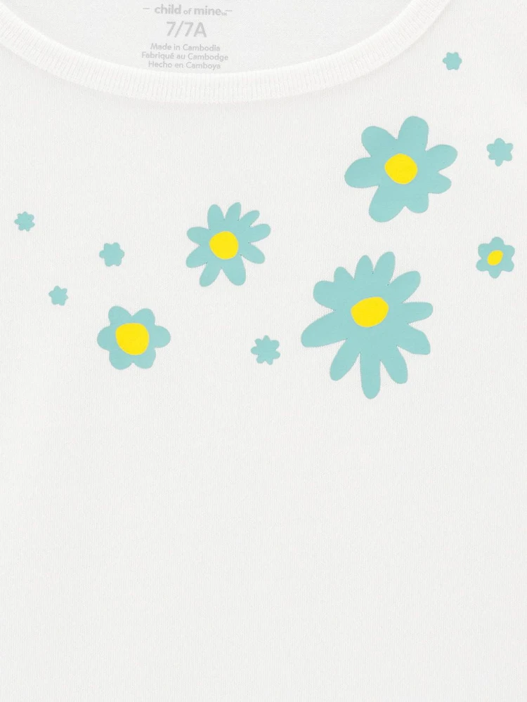 Carter's Child of Mine Kid Girls' Blue Daisy 3 Piece PJs, Sizes 4-14