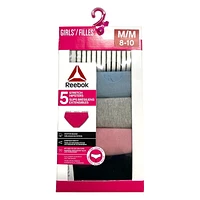 Reebok filles Culotte hipster extensible en coton, Pack de 5 Taille P.-TG.