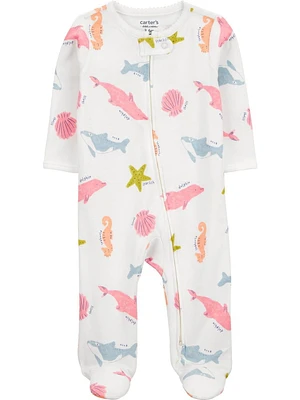 Carter's Child of Mine Baby Girls' Multi Sea Creature Sleep n Play, Sizes preemie - 6/9 months