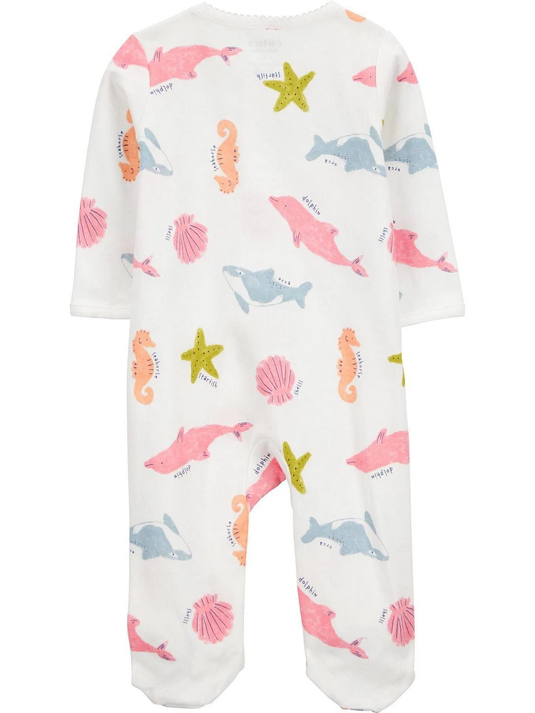 Carter's Child of Mine Baby Girls' Multi Sea Creature Sleep n Play, Sizes preemie - 6/9 months