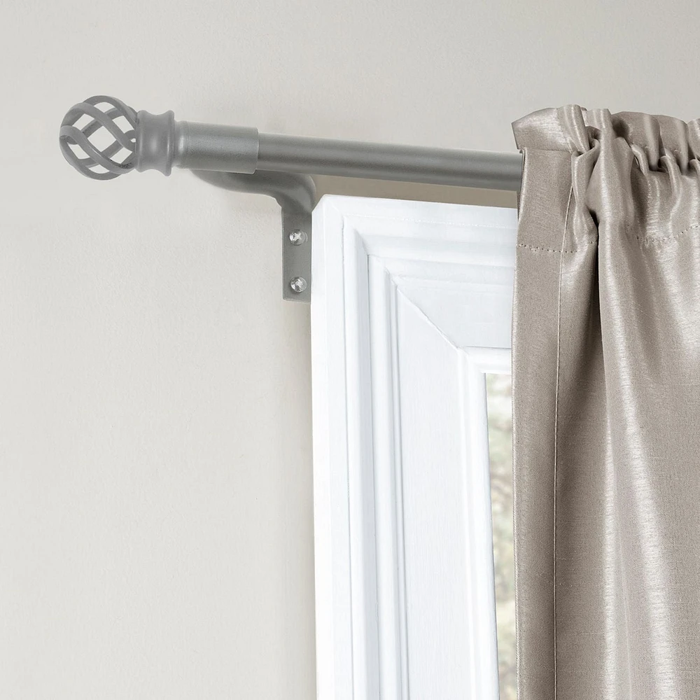 Smart Rods Easy Install Adjustable Cafe Window Rod, No Measuring, with Decorative Finials, Adjusts 48 to 120 Inches