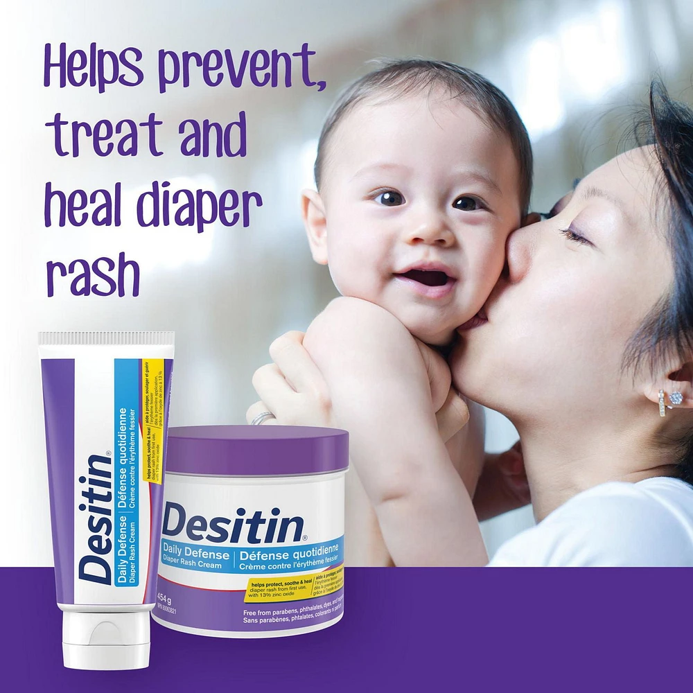 Desitin Daily Defense Baby Diaper Rash Cream with 13% Zinc Oxide, Barrier Cream to Help Treat, Relieve & Prevent Diaper Rash, Hypoallergenic, Dye-, Phthalate- & Paraben-Free, 113 g