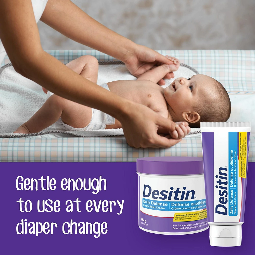 Desitin Daily Defense Baby Diaper Rash Cream with 13% Zinc Oxide, Barrier Cream to Help Treat, Relieve & Prevent Diaper Rash, Hypoallergenic, Dye-, Phthalate- & Paraben-Free, 113 g