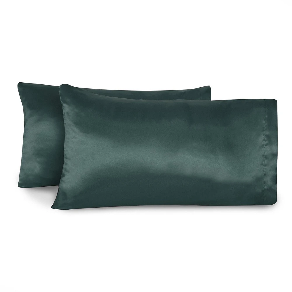 2-Pack Queen Satin Pillowcases, Green