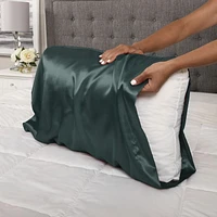 2-Pack Queen Satin Pillowcases, Green