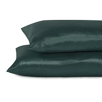 2-Pack Queen Satin Pillowcases, Green