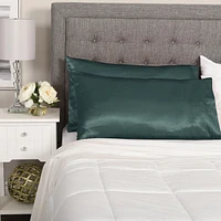 2-Pack Queen Satin Pillowcases, Green