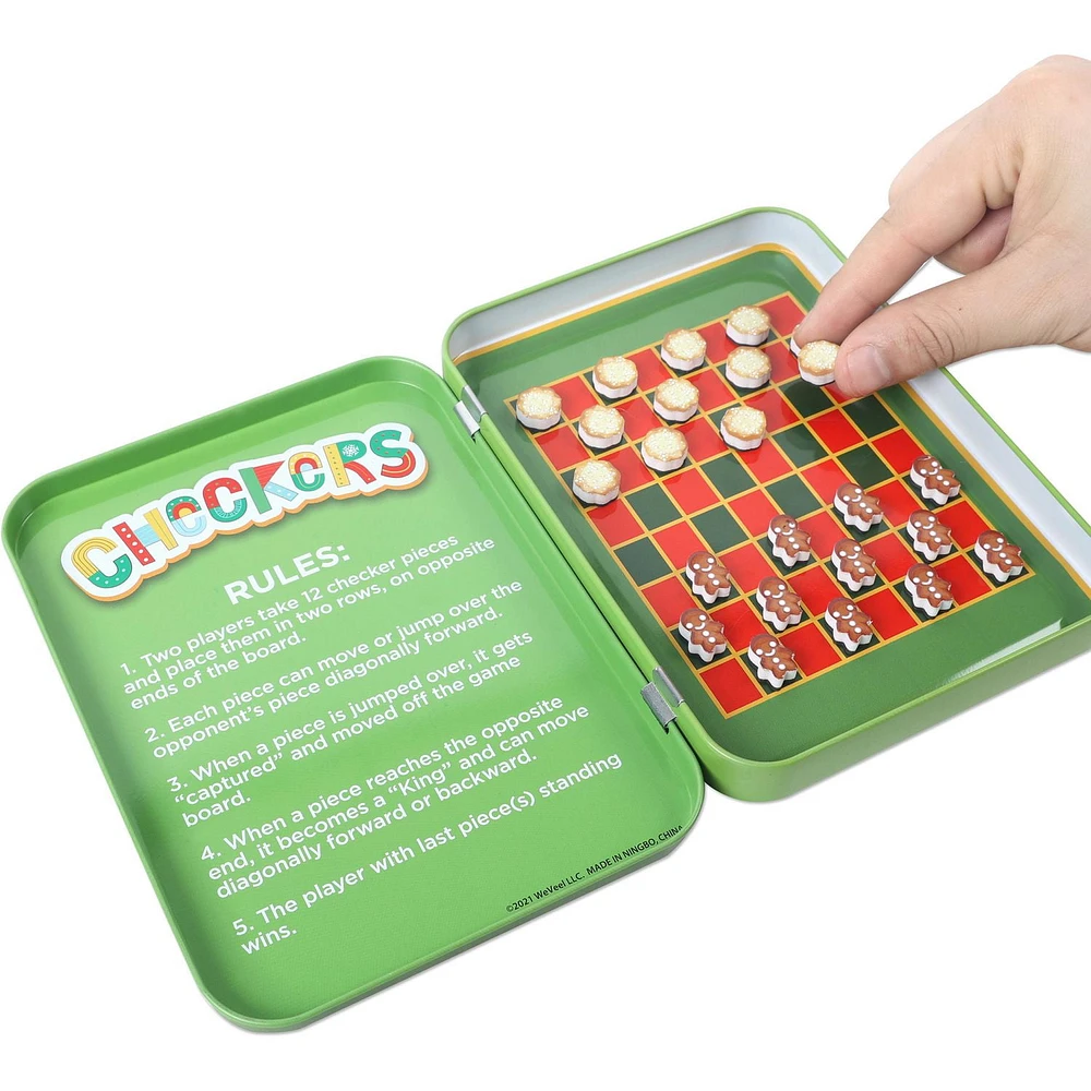 Christmas Travel Games – Magnetic pocket game - Checkers Game, Checkers Game