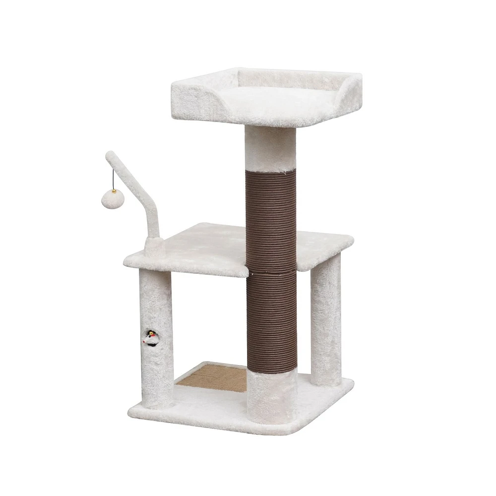 Vibrant Life 3-Level Deluxe Cat Penthouse, 31.5 Inch Tree with Scratcher & Toy