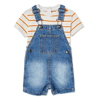 George Baby Boys' Denim Shortall 2-Piece Set, Sizes 0-24 months