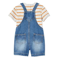 George Baby Boys' Denim Shortall 2-Piece Set, Sizes 0-24 months