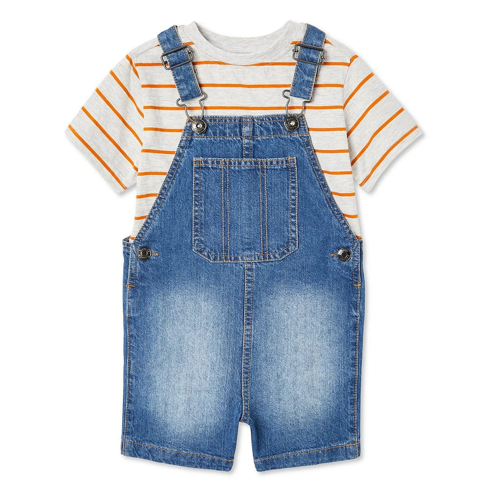 George Toddler Boys' Denim Shortall 2-Piece Set, Sizes 2T-5T