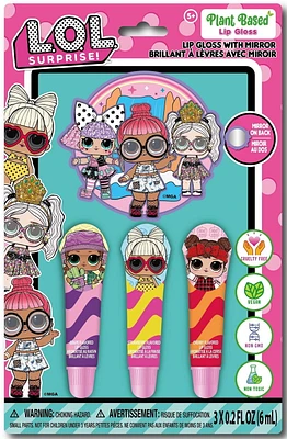 LOL SURPRISE! - TOWNLEY GIRL 3PK LIP GLOSS WITH MIRROR FOR GIRLS, AGE 3+