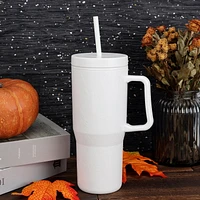 Way to Celebrate 31.6oz White Acrylic Double Wall Embossed Ghost Tumbler with Handle