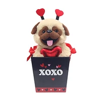 Way To Celebrate Valentine Pug in Paper Bucket