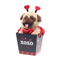 Way To Celebrate Valentine Pug in Paper Bucket