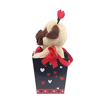 Way To Celebrate Valentine Pug in Paper Bucket