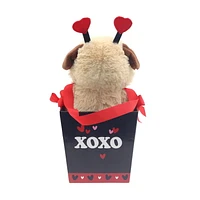 Way To Celebrate Valentine Pug in Paper Bucket