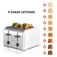 Kenmore 4-Slice Stainless Steel Toaster, Silver & Grey, Extra Wide Slots, Bagel & Defrost Functions