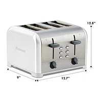 Kenmore 4-Slice Stainless Steel Toaster, Silver & Grey, Extra Wide Slots, Bagel & Defrost Functions