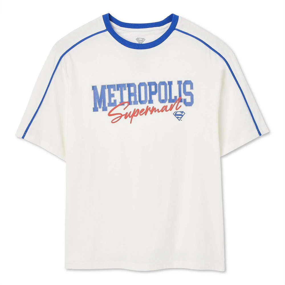 T-shirt aux bordures contrastantes Superman pour hommes