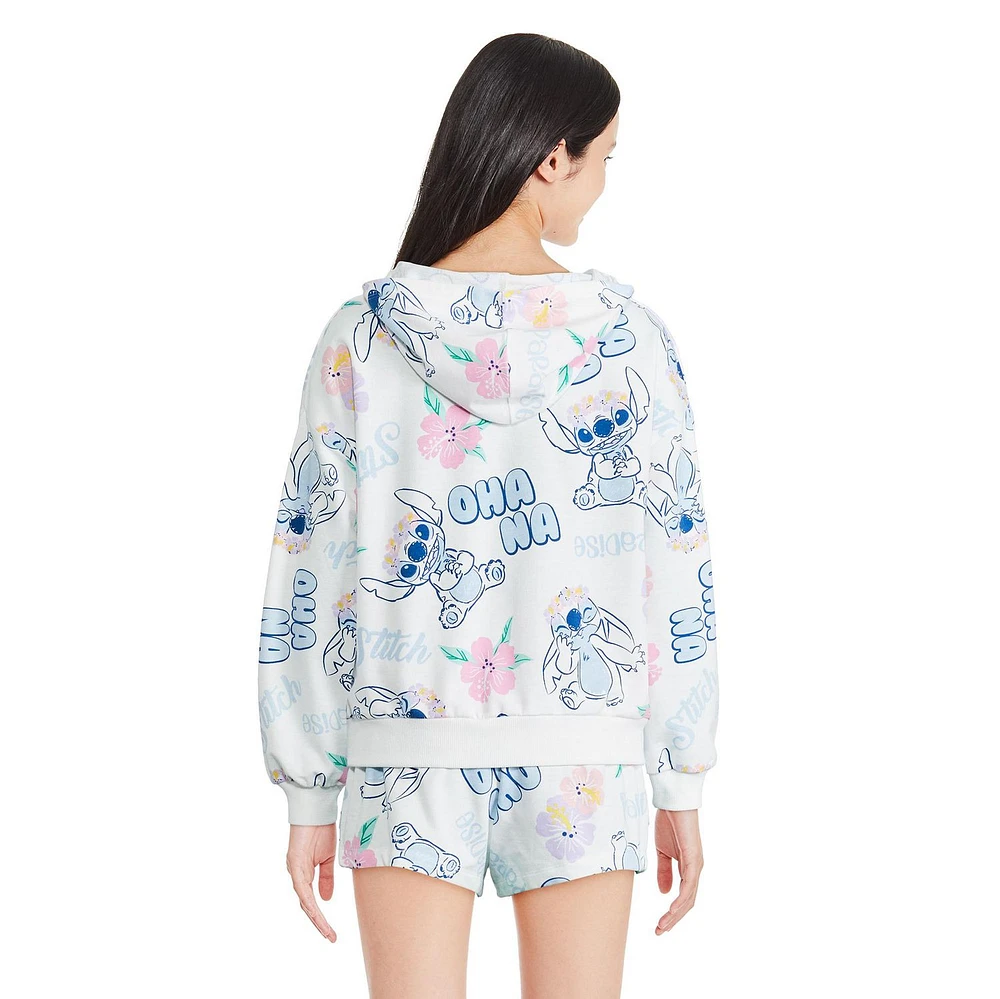 Haut à capuchon en tissu éponge bouclé Stitch Disney pour filles Tailles TP–TG
