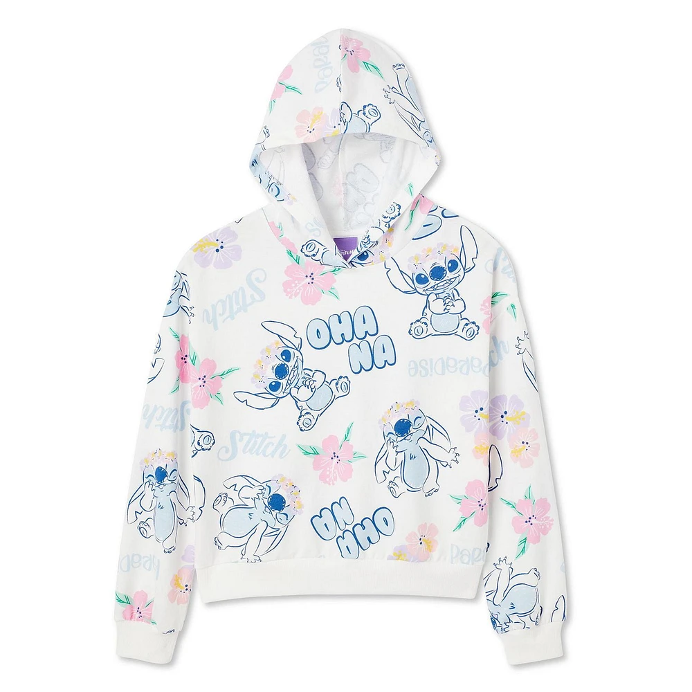 Haut à capuchon en tissu éponge bouclé Stitch Disney pour filles Tailles TP–TG