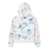 Haut à capuchon en tissu éponge bouclé Stitch Disney pour filles Tailles TP–TG