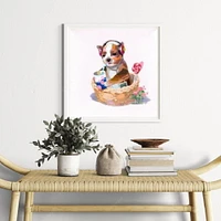 RELAXING DOG 50% HAND-PAINTING , ART WALL.<br>47"H x 47"W x 1.35"D