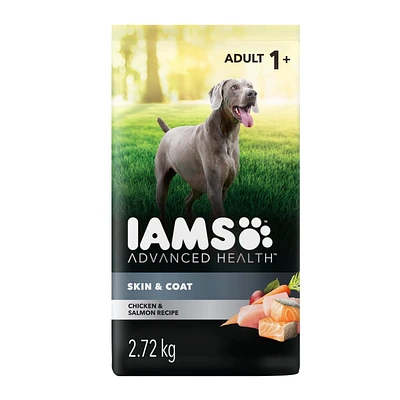Nourriture sèche pour chiens adultes IAMS ADVANCED HEALTH PEAU ET PELAGE recette avec poulet et saumon 2,72-12,2 kg