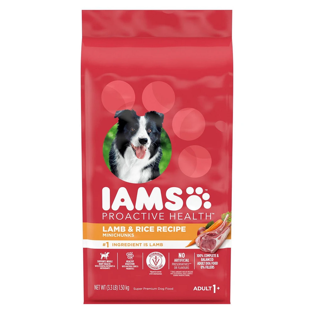 Iams Minichunks Adult Dry Dog Food Lamb & Rice Recipe, 1.5-13.6kg