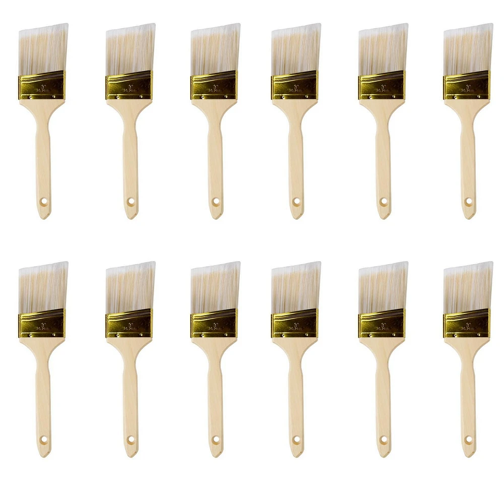 ACTION-1 Professional Quality Angled Paint Brush, Pack of 12