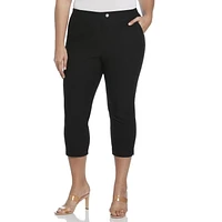 Rafaella Women's Extended Tab Capri Pants with Pockets