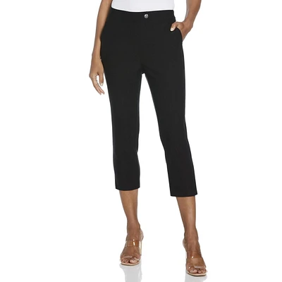 Rafaella Women's Extended Tab Capri Pants with Pockets