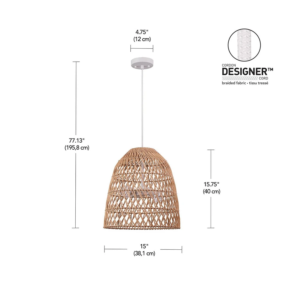 Galen 2-Light Chandelier with Natural Bamboo and Rattan Shade