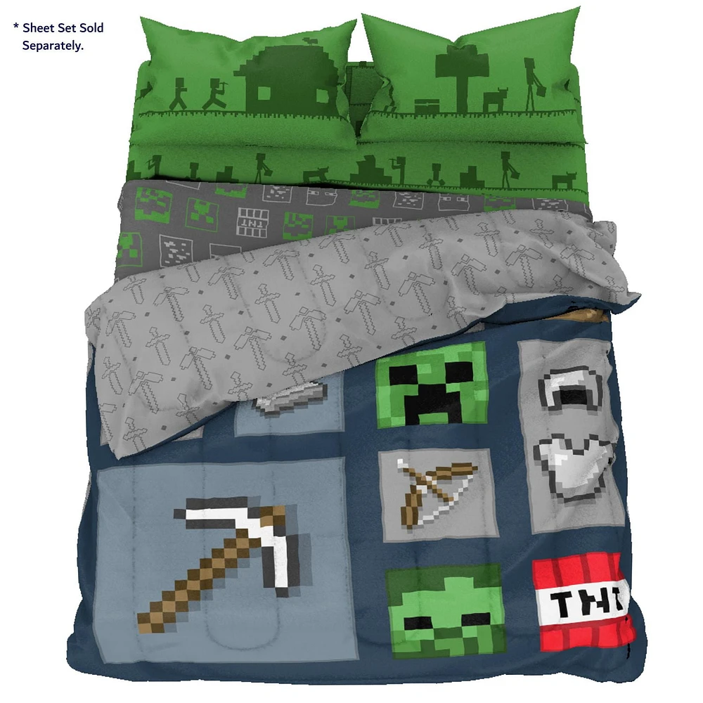 Minecraft 'Icon Adventure' Twin/Full Reversible Comforter, 100% Polyester