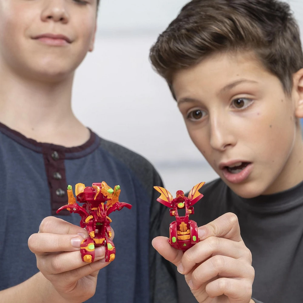 Bakugan Baku-Gear, Coffret de 4 personnages, Fusion Sabra x Pyravian Ultra avec équipement Baku-Gear et Howlkor x Serpenteze Ultra, Figurines articulées à collectionner