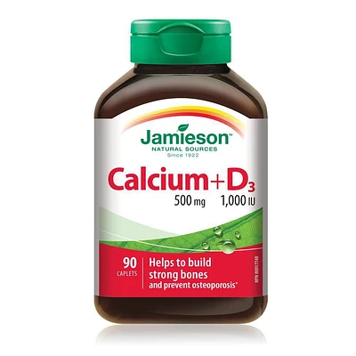 Jamieson Caplets de Calcium 500 mg + Vitamine D3 1 000 UI 90 caplets