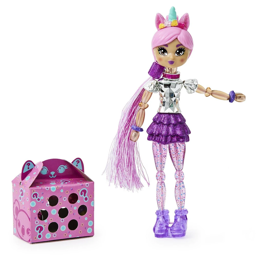 Twisty Girlz, Glitzy Bitsy Transforming Doll to Collectible Bracelet with Mystery Twisty Petz, for Kids Aged 4 and up