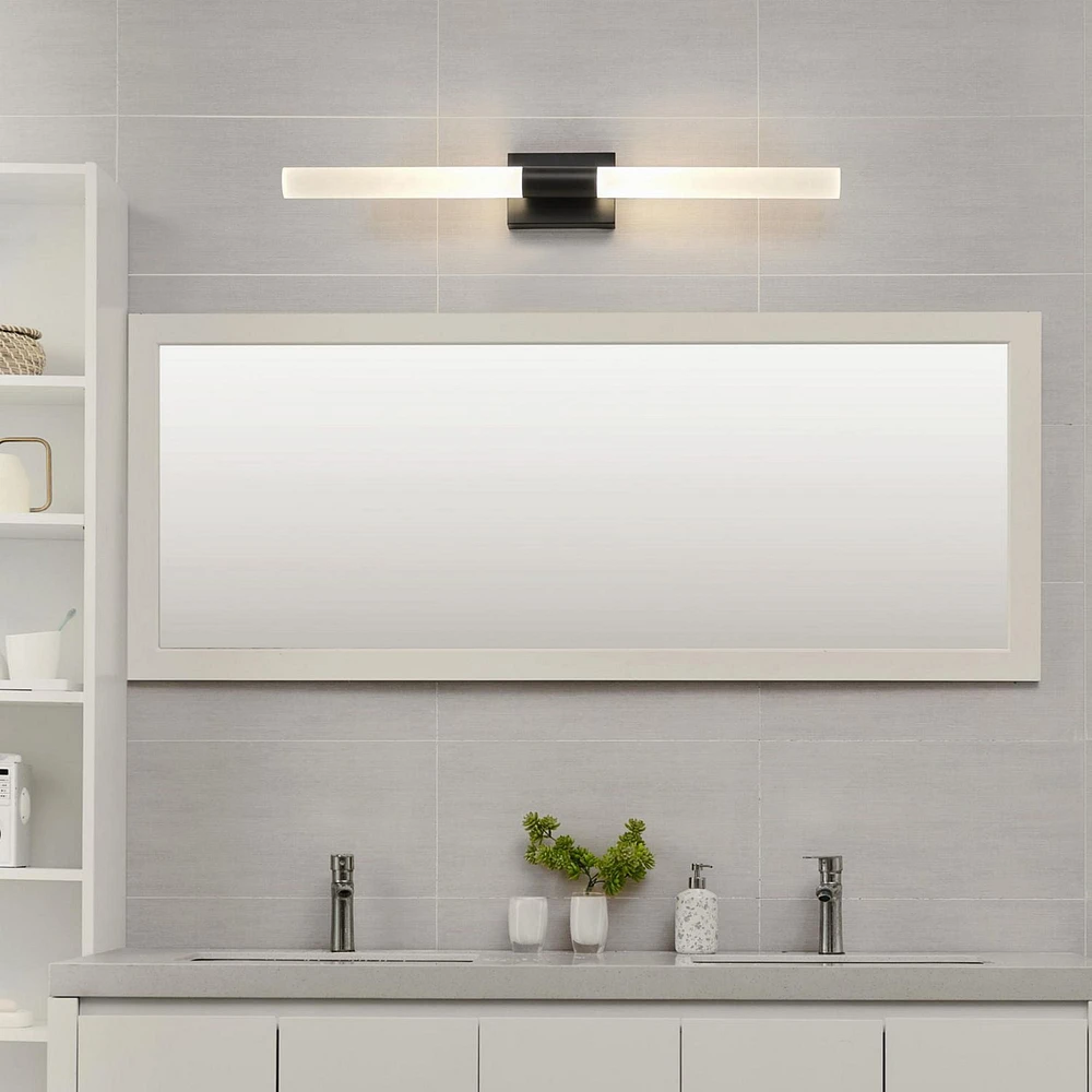 Edinburgh 36" LED Integrated Matte Black Vanity Light with Frosted Acrylic Shades, 91004394