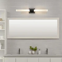 Edinburgh 36" LED Integrated Matte Black Vanity Light with Frosted Acrylic Shades, 91004394