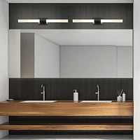 Edinburgh 36" LED Integrated Matte Black Vanity Light with Frosted Acrylic Shades, 91004394