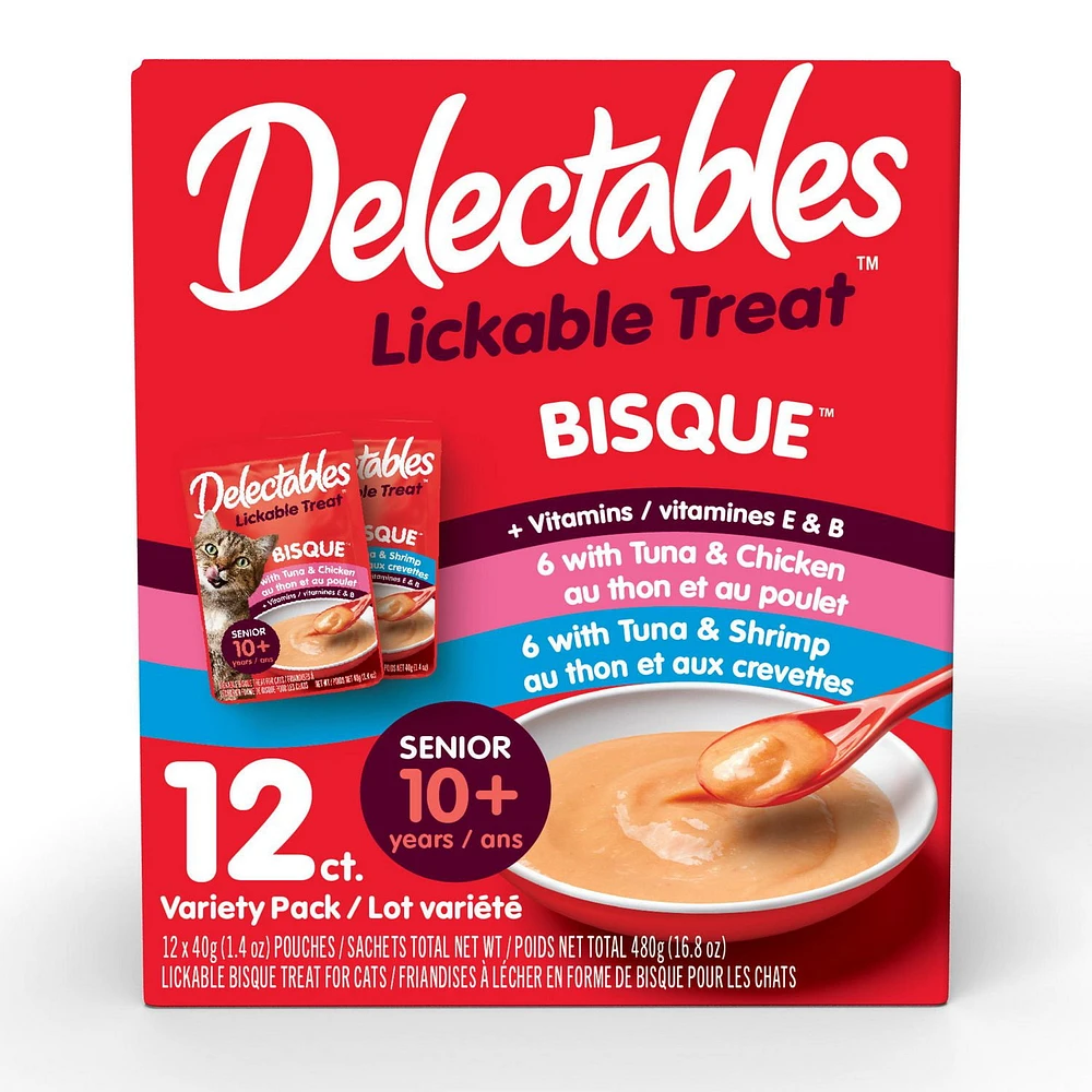 Delectables™ Lickable Treat Senior Bisque Variety Pack for Cats, 12x40g (12pk)