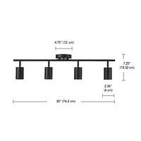 30" 4-Light Matte Black Track Lighting Bar