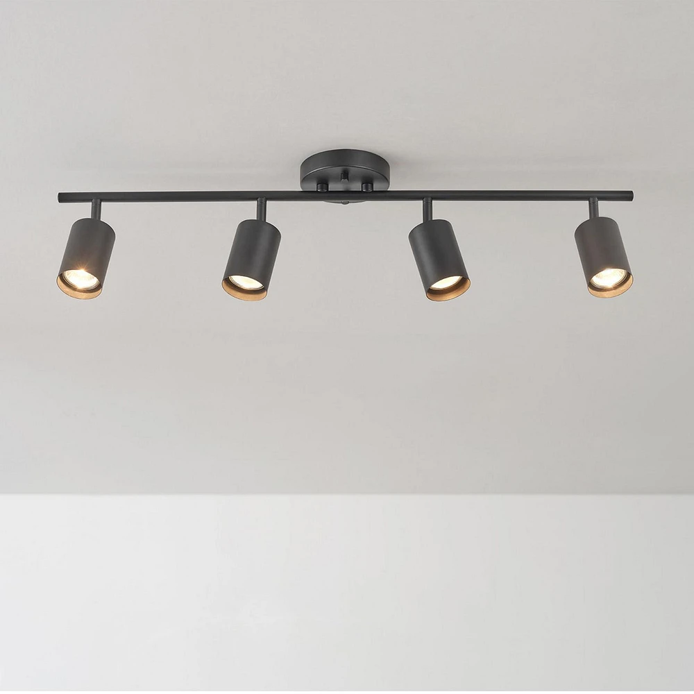 30" 4-Light Matte Black Track Lighting Bar