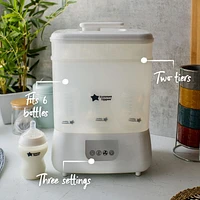 Stérilisateur et séchoir électrique à vapeur Tommee Tippee Steridryer pour biberons et accessoires, tue les virus* et 99,9 % des bactéries, blanc